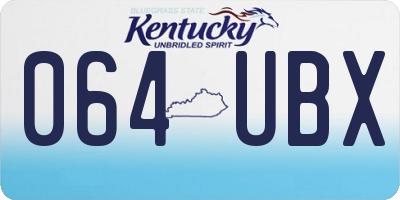 KY license plate 064UBX