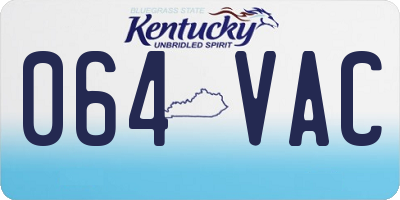 KY license plate 064VAC