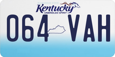 KY license plate 064VAH