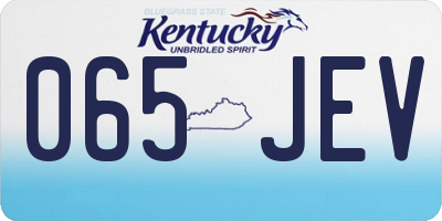 KY license plate 065JEV