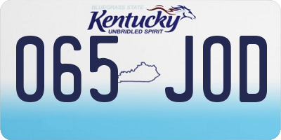 KY license plate 065JOD