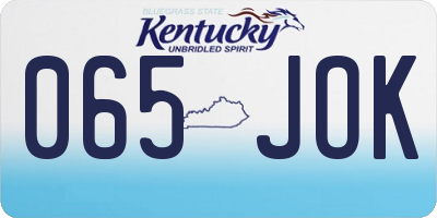 KY license plate 065JOK