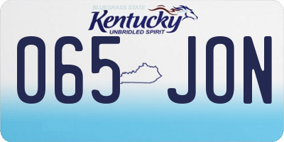 KY license plate 065JON