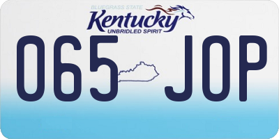 KY license plate 065JOP