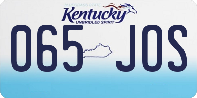 KY license plate 065JOS