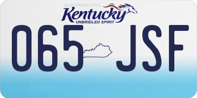 KY license plate 065JSF