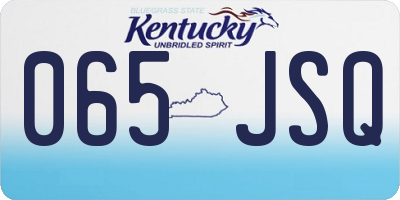 KY license plate 065JSQ