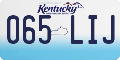 KY license plate 065LIJ