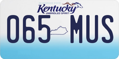 KY license plate 065MUS