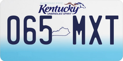 KY license plate 065MXT