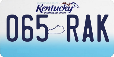 KY license plate 065RAK