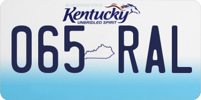 KY license plate 065RAL