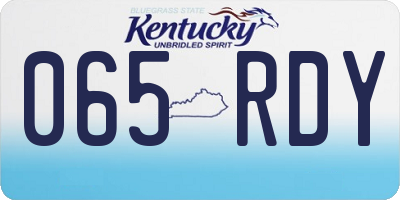 KY license plate 065RDY