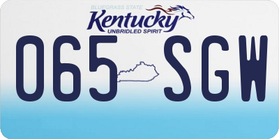 KY license plate 065SGW