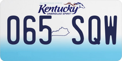 KY license plate 065SQW