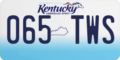 KY license plate 065TWS