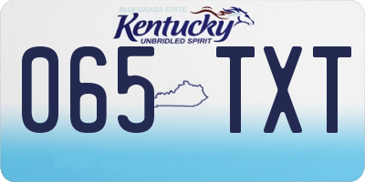 KY license plate 065TXT