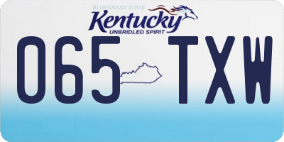 KY license plate 065TXW