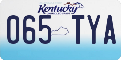 KY license plate 065TYA
