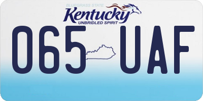 KY license plate 065UAF