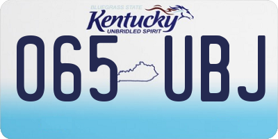 KY license plate 065UBJ