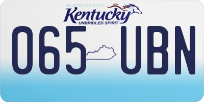 KY license plate 065UBN