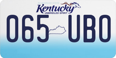 KY license plate 065UBO