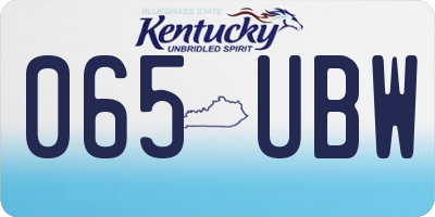 KY license plate 065UBW