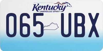 KY license plate 065UBX
