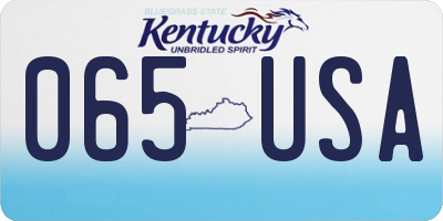 KY license plate 065USA