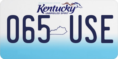KY license plate 065USE