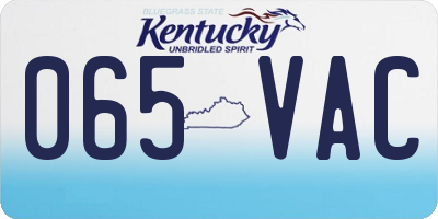 KY license plate 065VAC