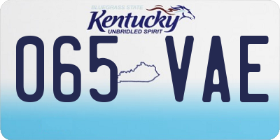 KY license plate 065VAE