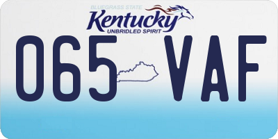 KY license plate 065VAF