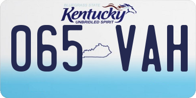 KY license plate 065VAH