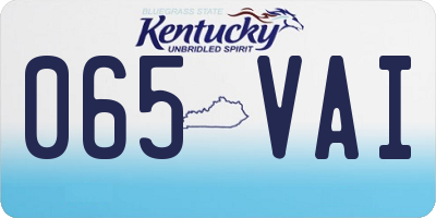 KY license plate 065VAI