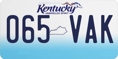KY license plate 065VAK
