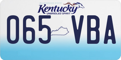 KY license plate 065VBA