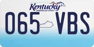 KY license plate 065VBS