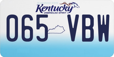 KY license plate 065VBW