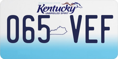 KY license plate 065VEF