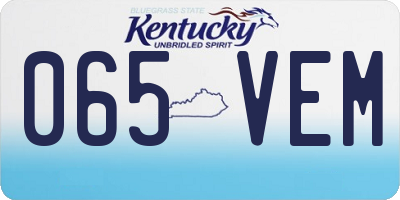 KY license plate 065VEM