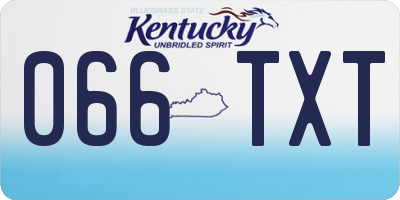 KY license plate 066TXT