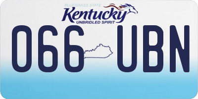 KY license plate 066UBN