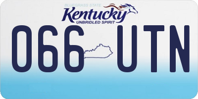KY license plate 066UTN