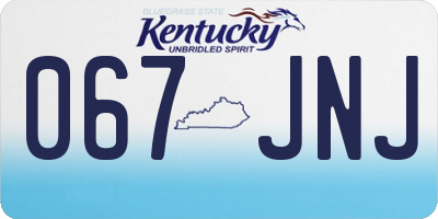 KY license plate 067JNJ