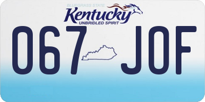 KY license plate 067JOF
