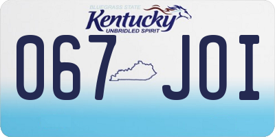 KY license plate 067JOI