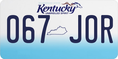 KY license plate 067JOR