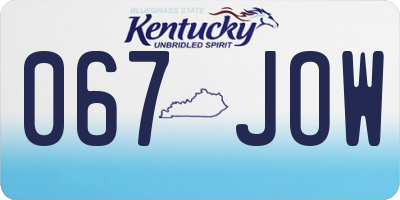 KY license plate 067JOW